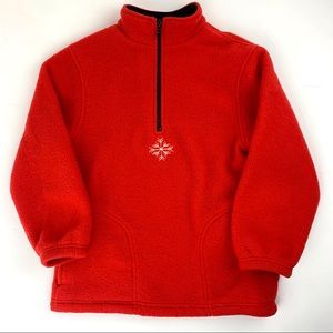 Hanna Andersson Red Snowflake Quarter Zip Pullover Fleece